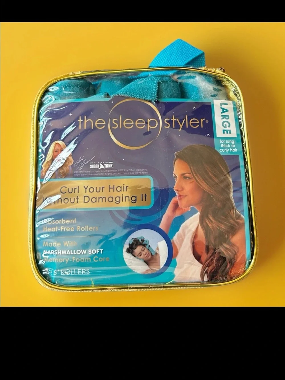 The Sleep Styler Large Heat-Free Hair Rollers 6in Blue, 8-Pack Memory Foam